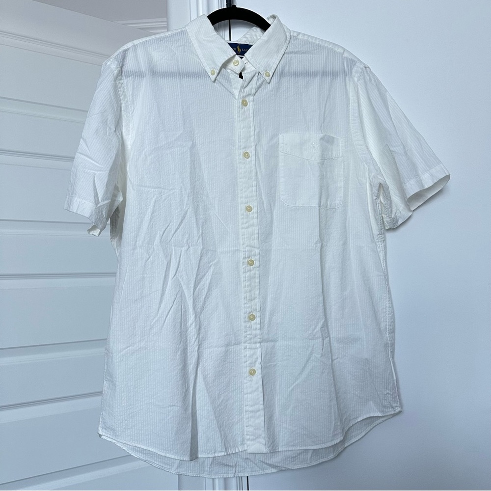 Ralph Lauren White Slim Fit Button-Down Shirt Size XL